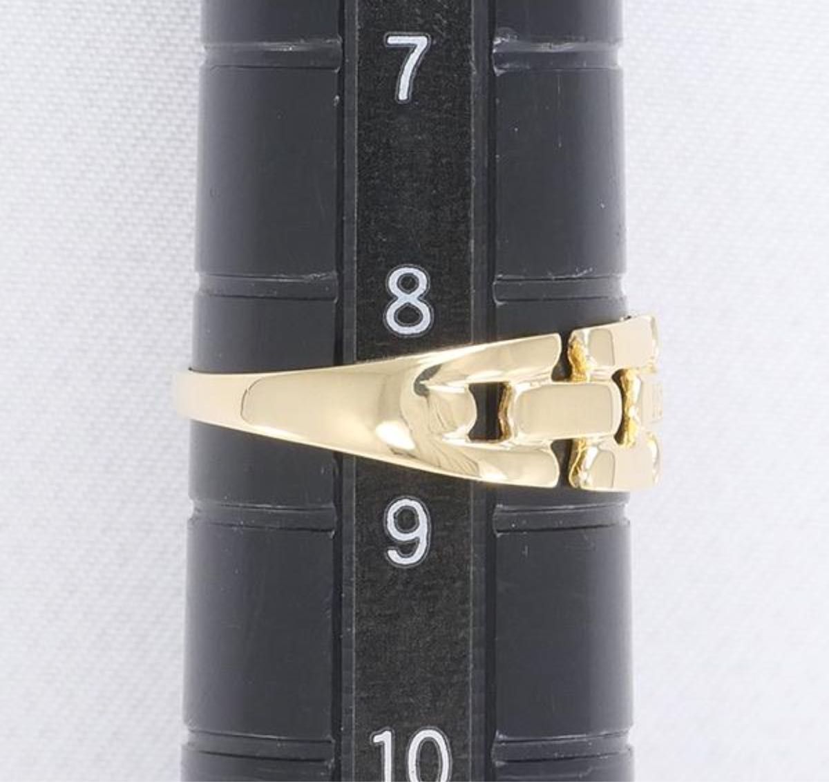 20リンクス　チェーン　デザインリング K18 18金 YG イエローゴールド 指輪 8.5号 ダイヤ 0.02 総重量約1.6g