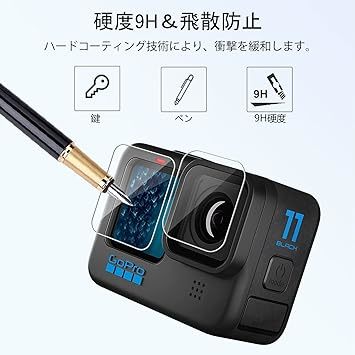 2セット合計6枚　Gopro Hero 12/ Hero 11/Hero 10 / Hero 9 Black保護フィルム（正面2枚 + サブ2枚+背面2枚）計6枚　管理番号2