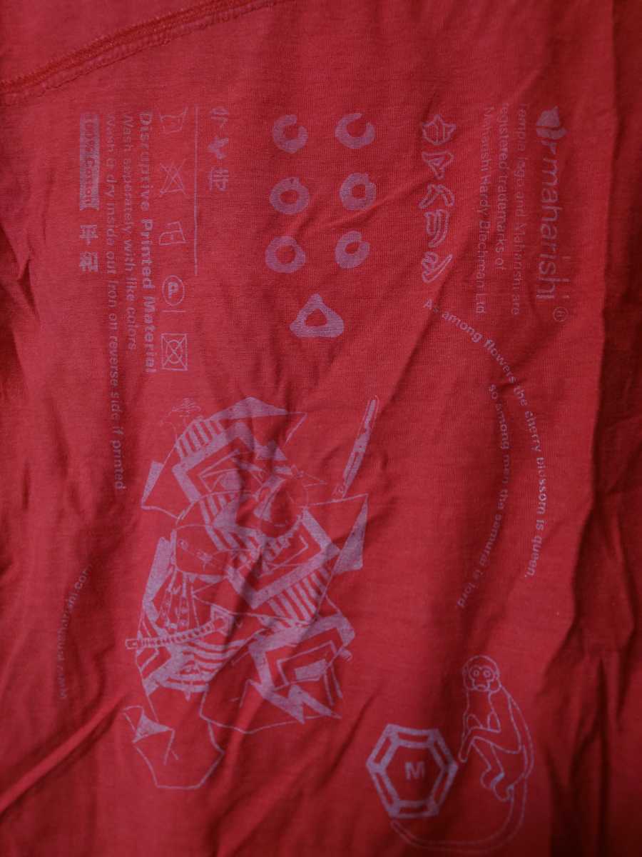 MAHARISHI マハリシ Tシャツ 赤 竹柄 Mサイズ コットン100%_画像6