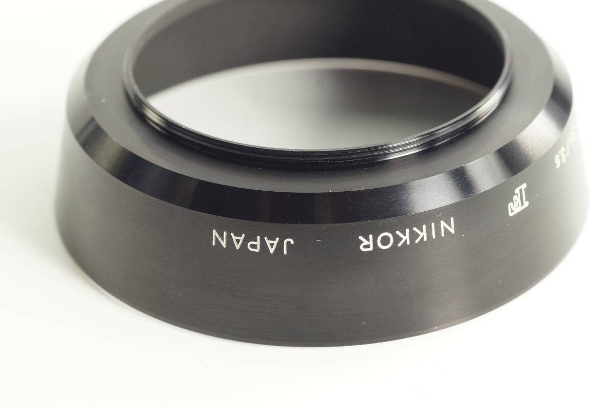 plnyeA013[キレイ 送料無料] Nikon 35／2 35／2.8 43-86／3.5 （大文字「F」刻印） NIKKOR 銘 ニコン35mm用 旧HN-3初期メタルフードの画像2