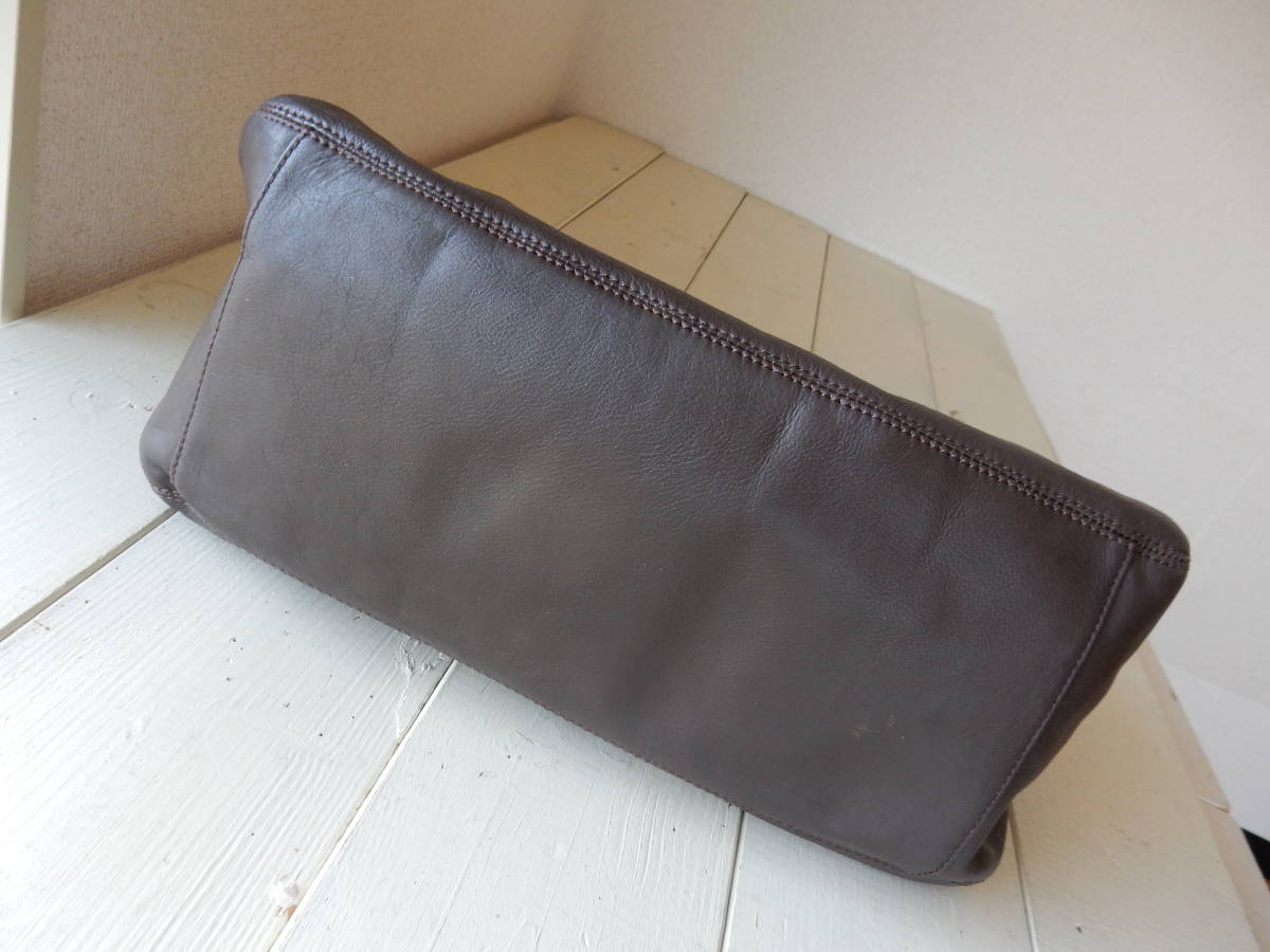  original leather *SAZABY( Sazaby )*B5 correspondence *5 pocket * leather handbag dark brown ( metal fittings Gold ) storage bag attaching 