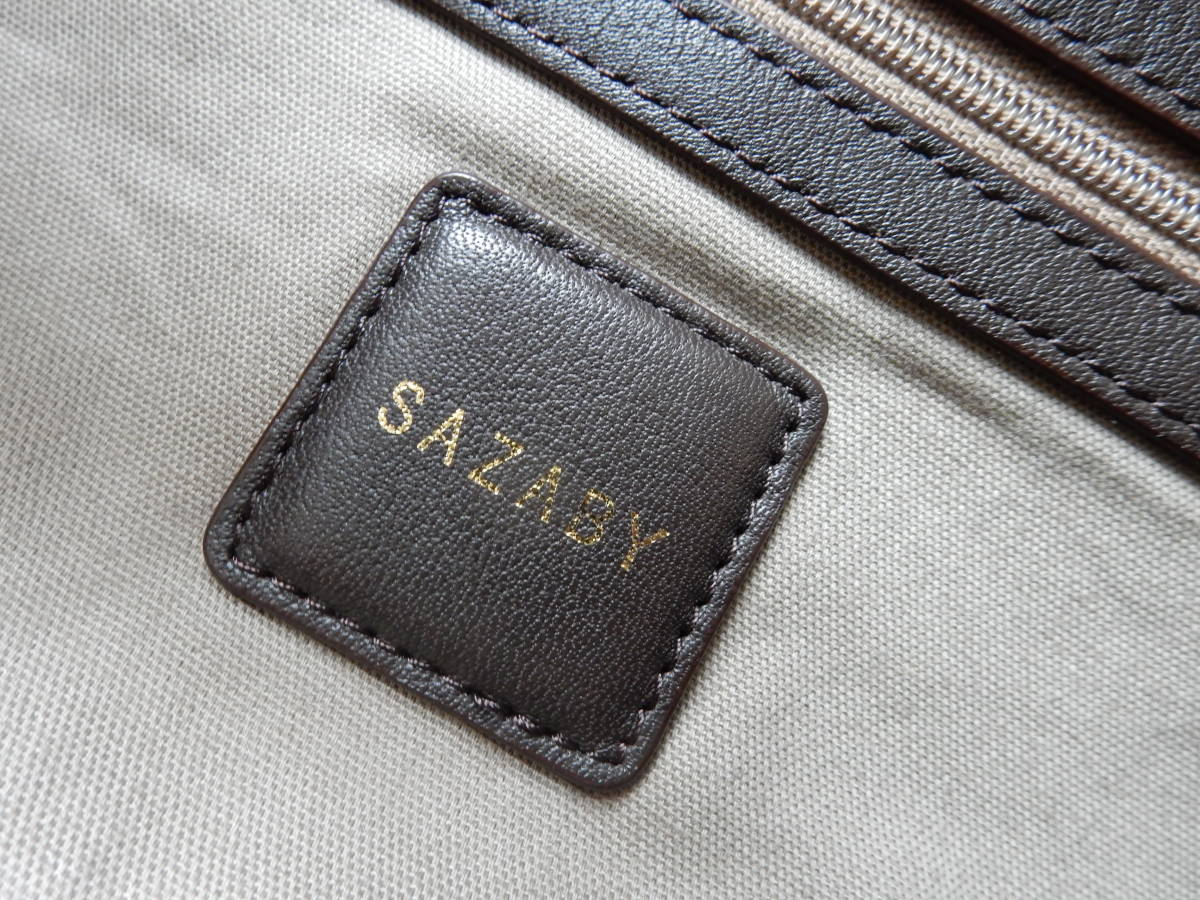  original leather *SAZABY(sasa Be )*A4 correspondence *e- tote bag * leather handbag dark brown ( metal fittings mat Gold )