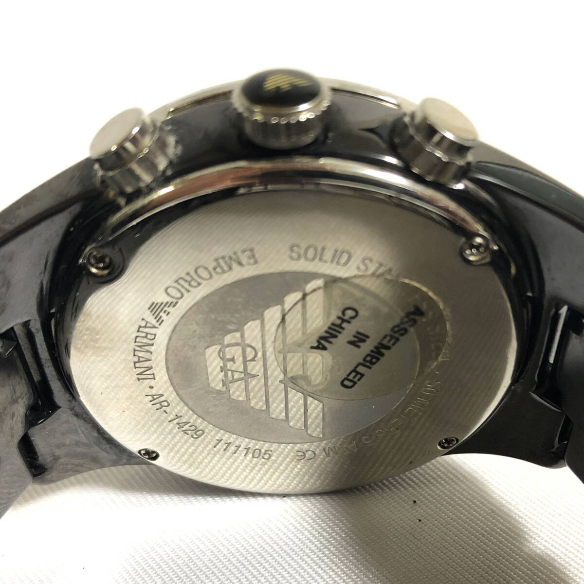 EMPORIO ARMANI エンポリオアルマーニ 腕時計 ブラック 黒 AR-1429 111105 ケース付き_画像8