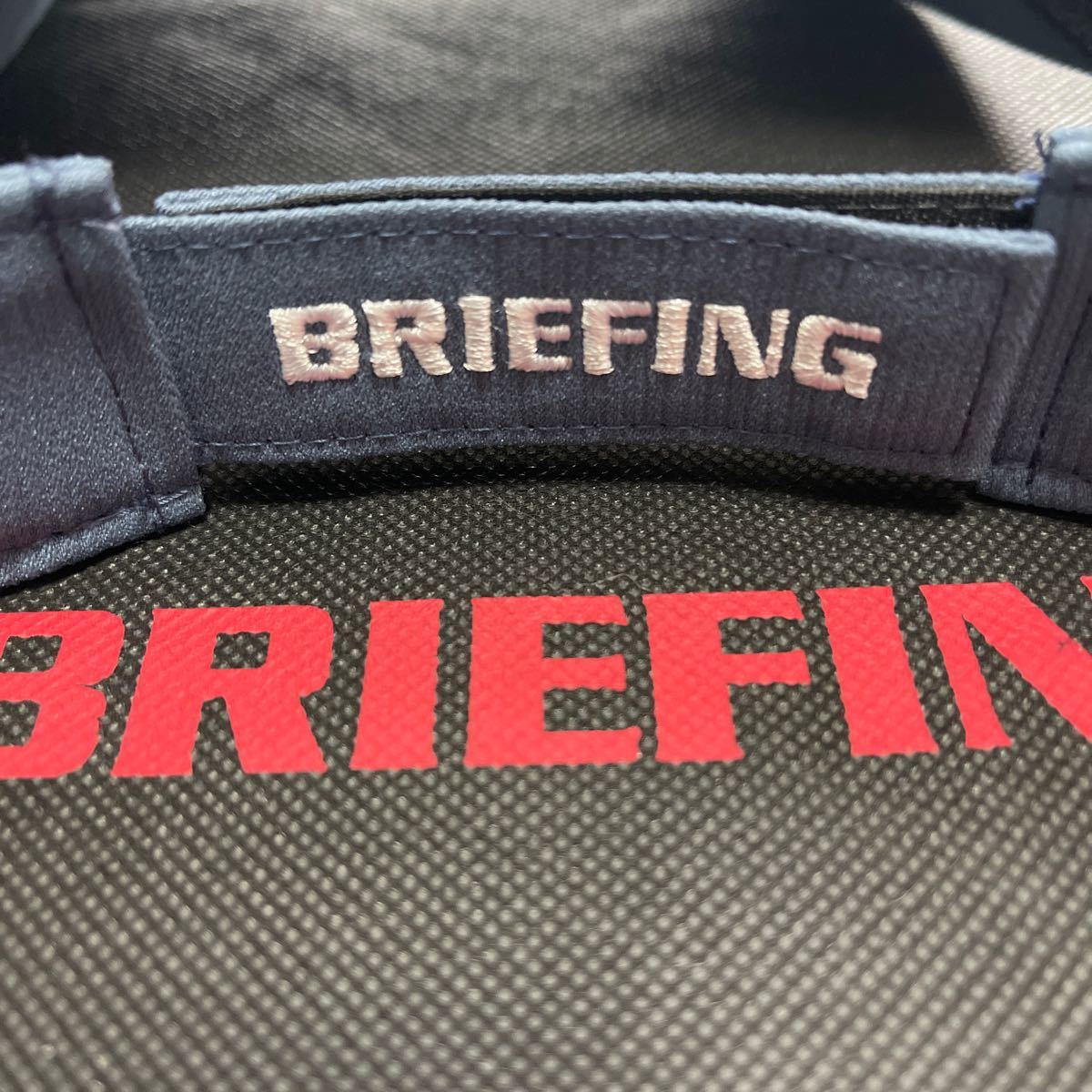 送料無料BRIEFING GOLFブリーフィングPIQUEストライプ地柄サンバイザー立体BGLOGO刺繍汗止め速乾ベルクロ調節unisex希少G.Blue(お買得)新品_画像4