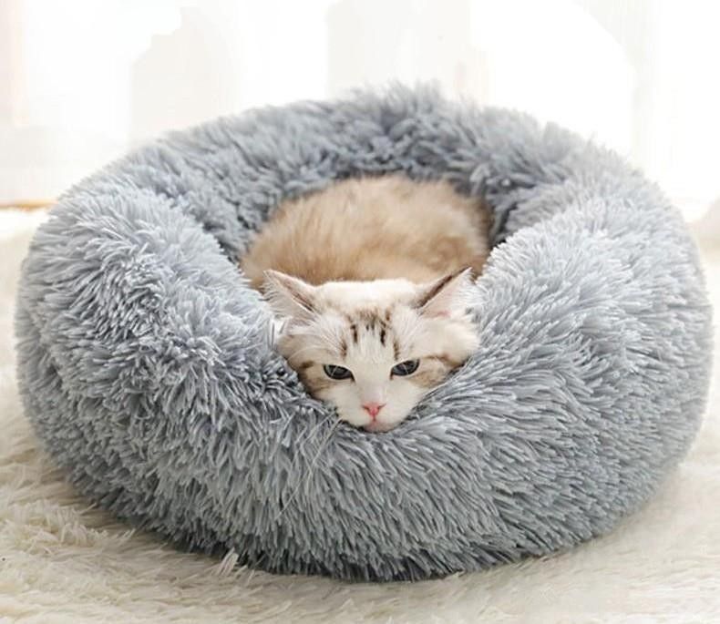 【人気商品】 ペットベット ライトグレー  猫用ベッド 犬用ベッド 丸洗い可 洗える クッション ふわふわ