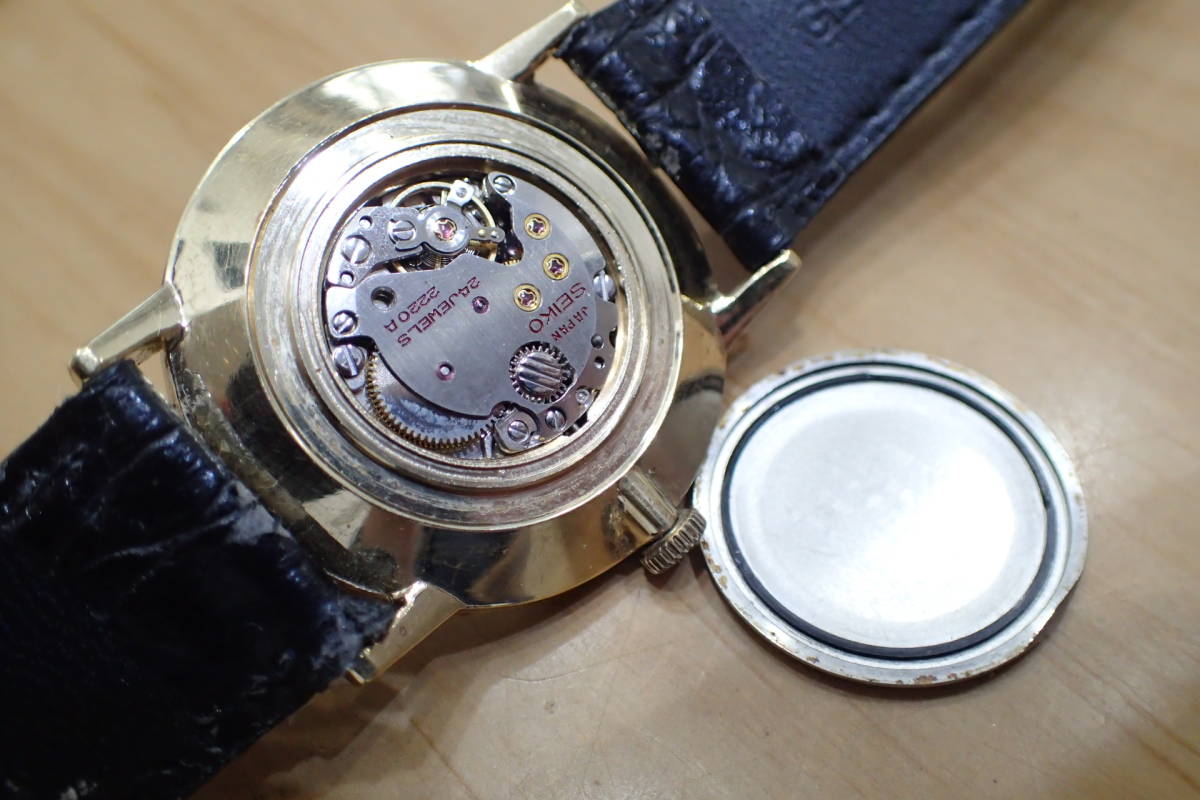 SEIKO/セイコー シャリオ ◆2220-0430 シャンパン文字盤/ゴールド アンティーク機械式手巻きメンズ腕時計_画像2