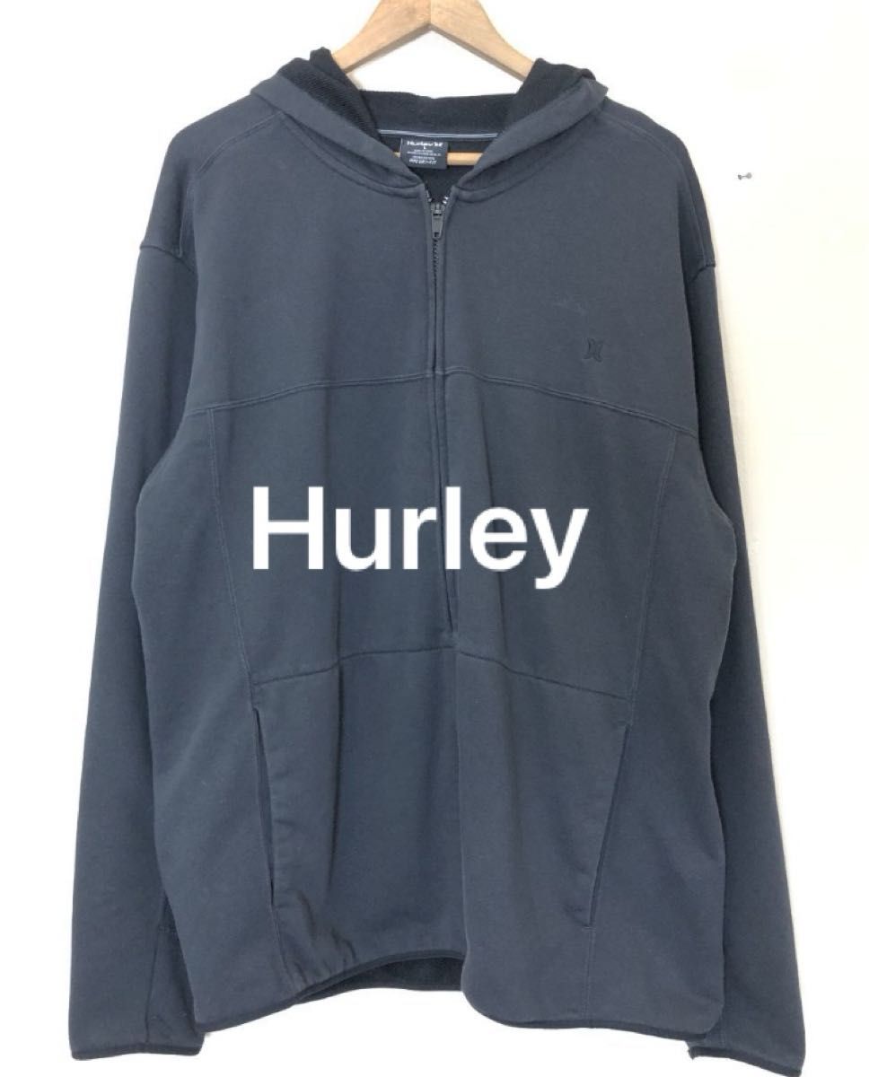 Hurley フルジップパーカー（メンズ Lサイズ）ブラック
