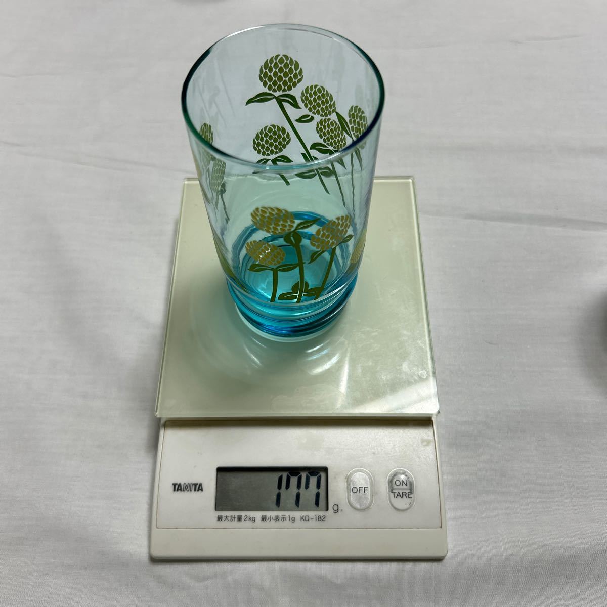 アデリア グラス 2個セット ガラスコップ シロツメクサ 花柄 アンティーク 昭和レトロの画像8
