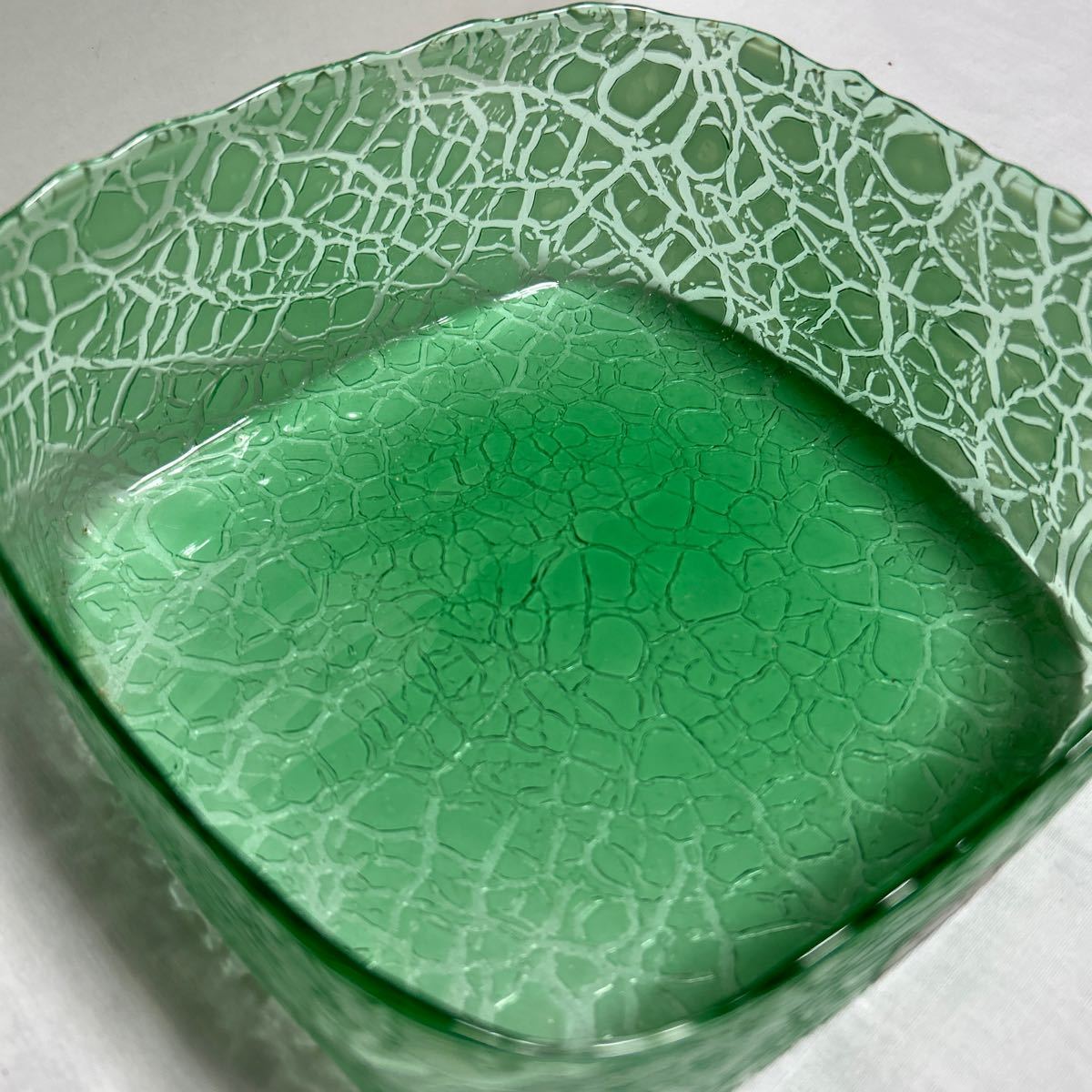 東洋ガラス　皿　鉢　グリーン　未使用品　TOYO ORIGINAL 昭和レトロ　アンティーク　ガラス_画像8