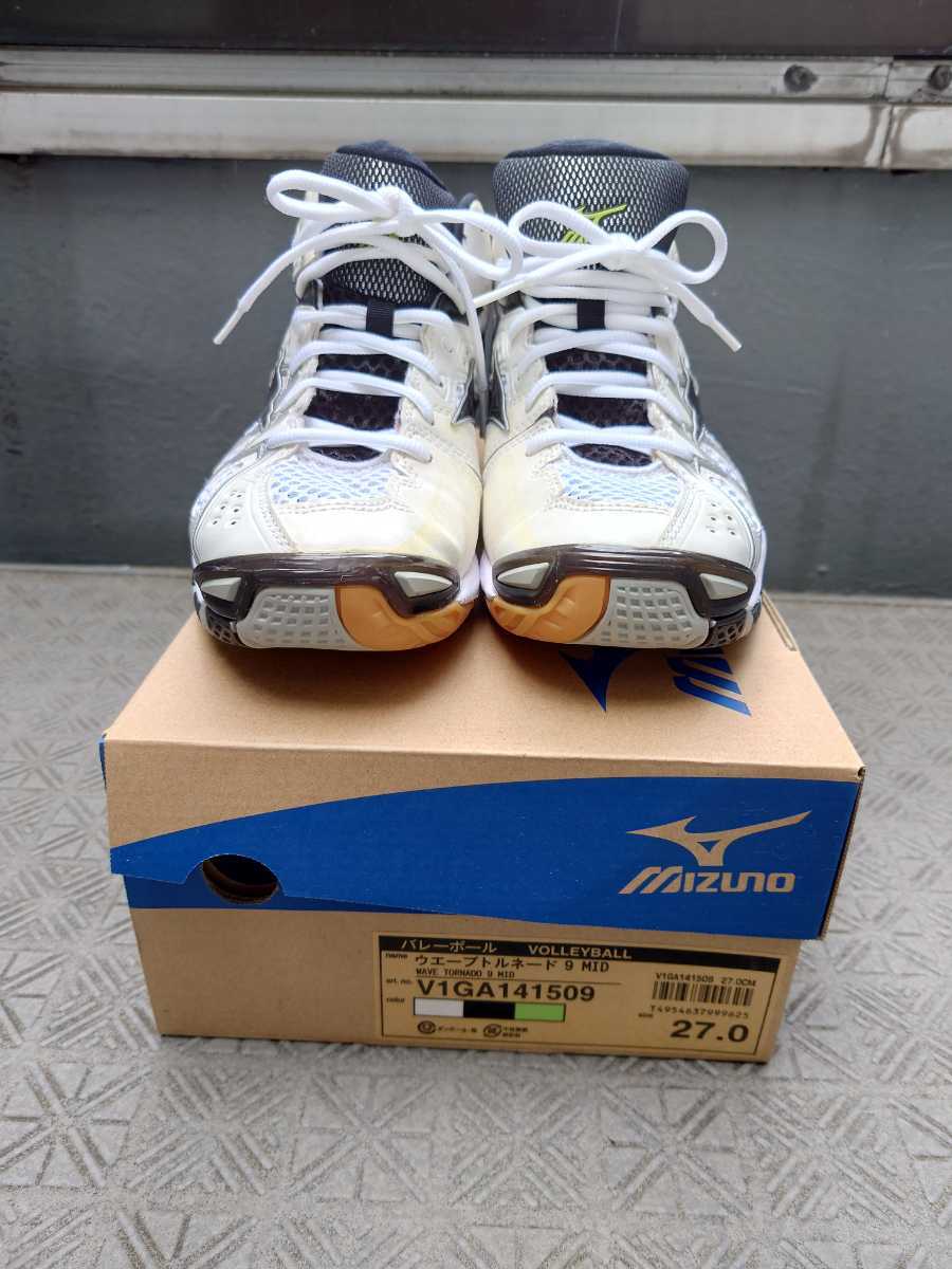 中古美品 MIZUNO バレーボールシューズ ウエーブトルネード9 MID　27.0　V1GA141509_画像7