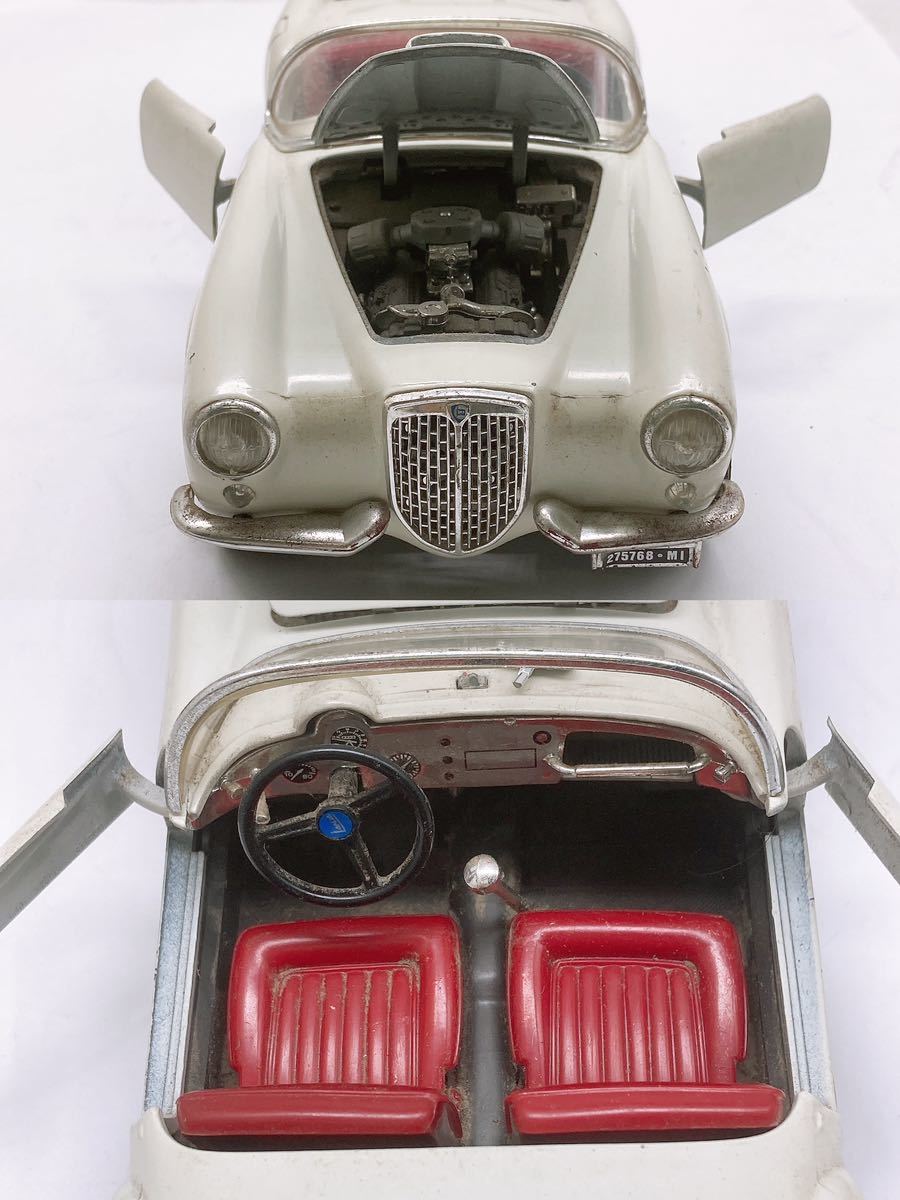 希少★ BBURAGO ブラーゴ 1955年型 ランチアオーレラ B24スパイダー 1/18 ホワイト イタリア製 ビンテージ ミニカー レア 当時物の画像4