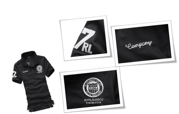 【XL 黒】 刺繍 半袖 ポロシャツ メンズ ブラック ゴルフウェア シャツ シンプル カジュアル 春 夏 2