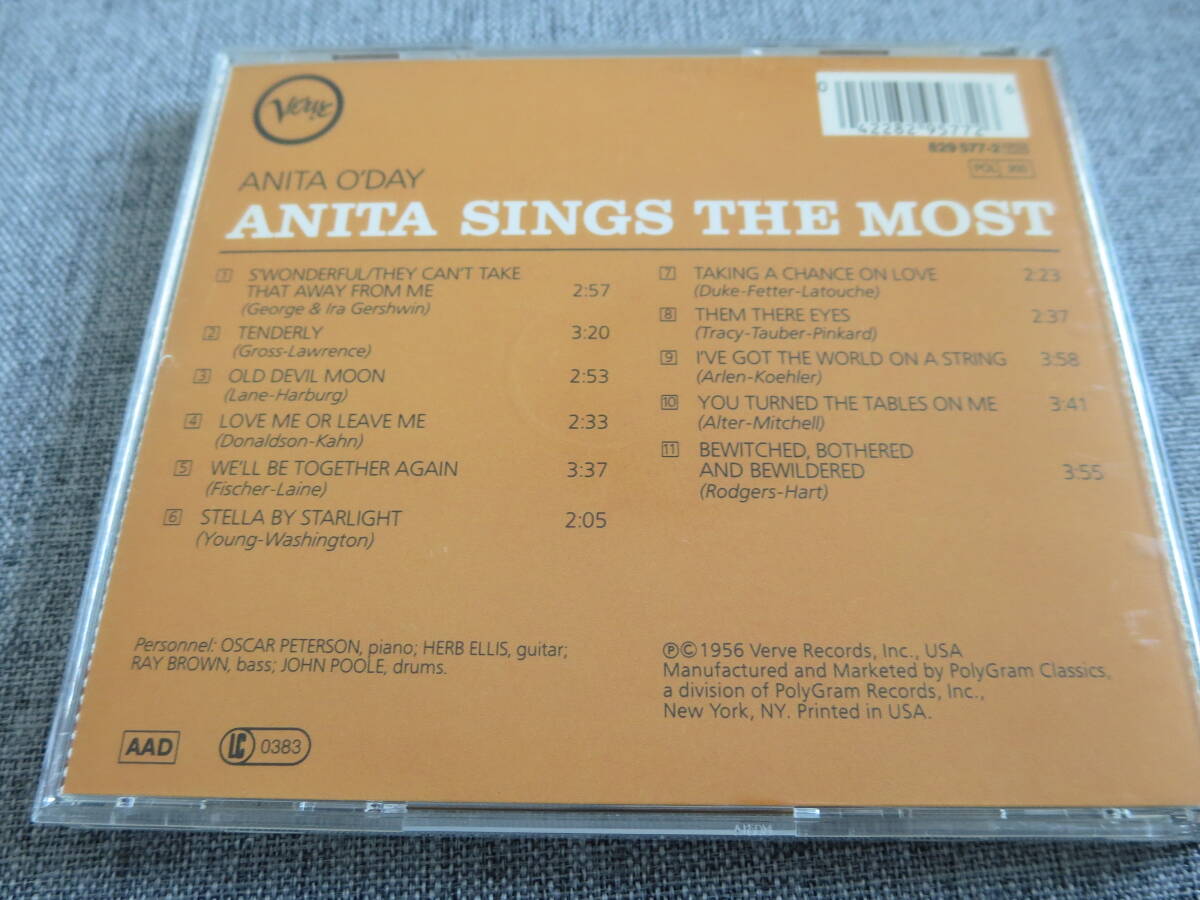 名盤 良品 ANITA O'DAY「ANITA SINGS THE MOST」 輸入盤_画像3