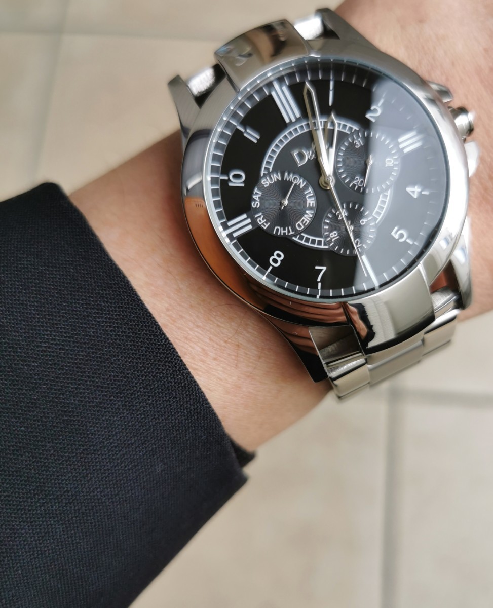 D&G メンズ腕時計 マブいブラック文字盤