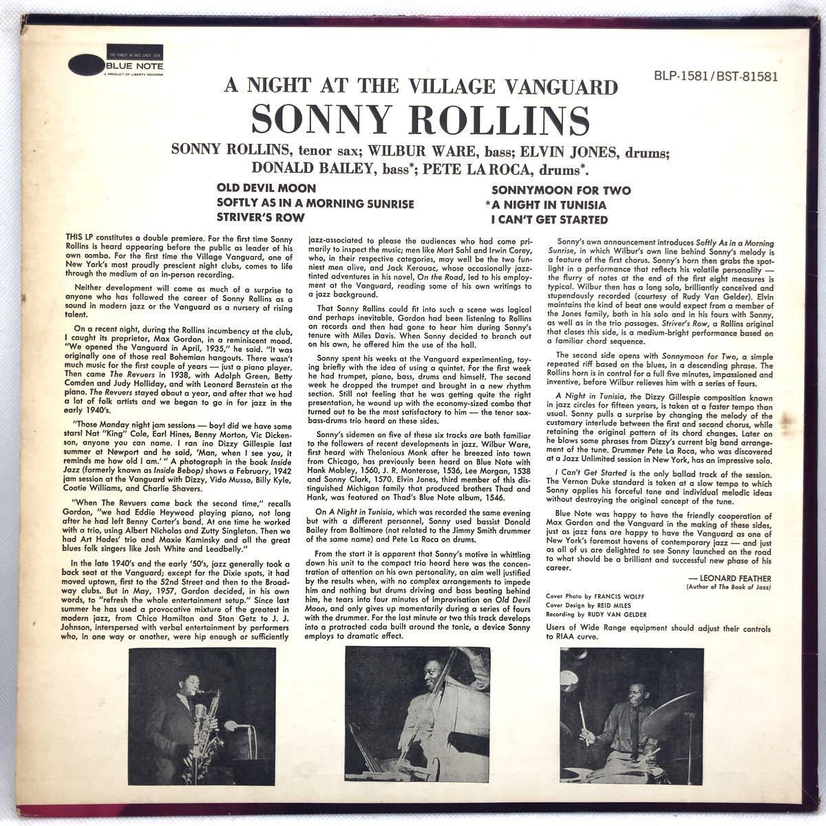 Sonny Rollins - A Night At The Village Vanguard US盤 LP レコード ソニー・ロリンズ ヴィレッジ・ヴァンガードの夜 Blue Note JAZZ_画像2