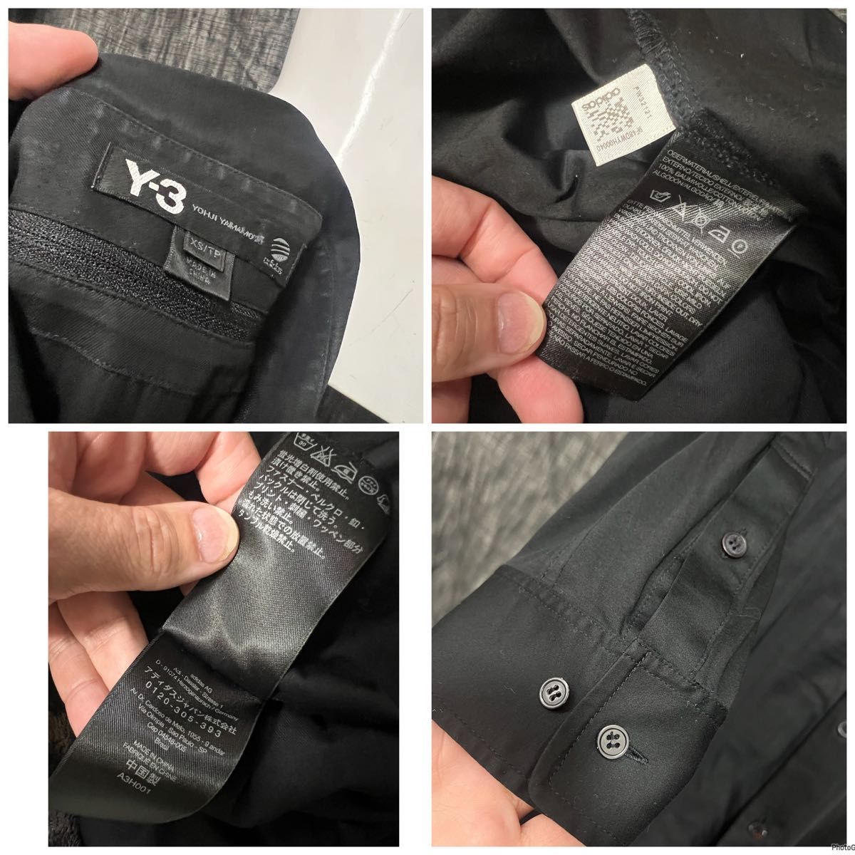 yohji yamamoto Y-3 ジップロングシャツ　ブラック　XS ロゴ