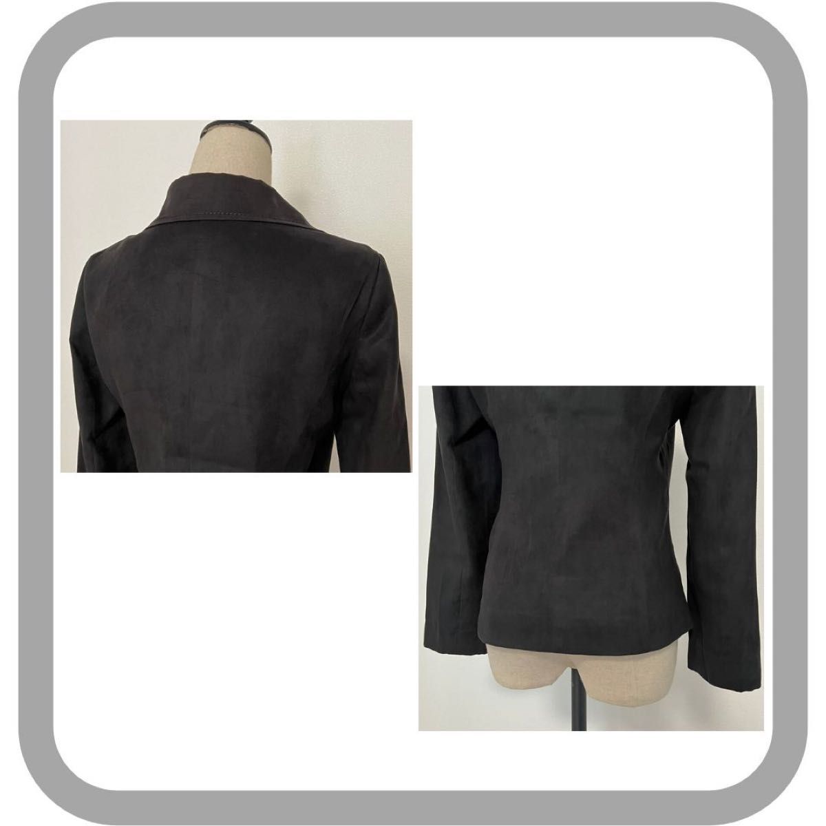 Courreges クレージュ スエード調ジャケット 日本製 フォーマル 薄手　黒 長袖 ブラック