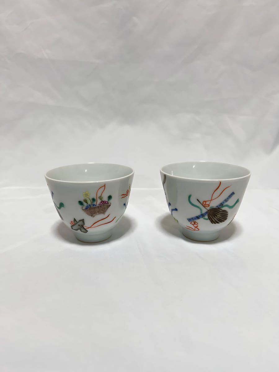 【1000円スタート】再出品 中国美術 中国骨董 茶碗 茶道具 粉彩 茶器 景徳鎮 清代 清末 同治年製 陶磁器 八仙 暗八仙 煎茶碗 桐箱付け ２つ_画像3