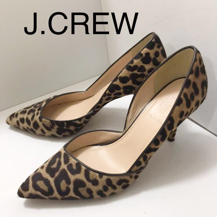 J.CREW 本革 ヒョウ柄パンプス レオパード柄ハラコパンプス 7 定価55000円 イタリア製　1772hon