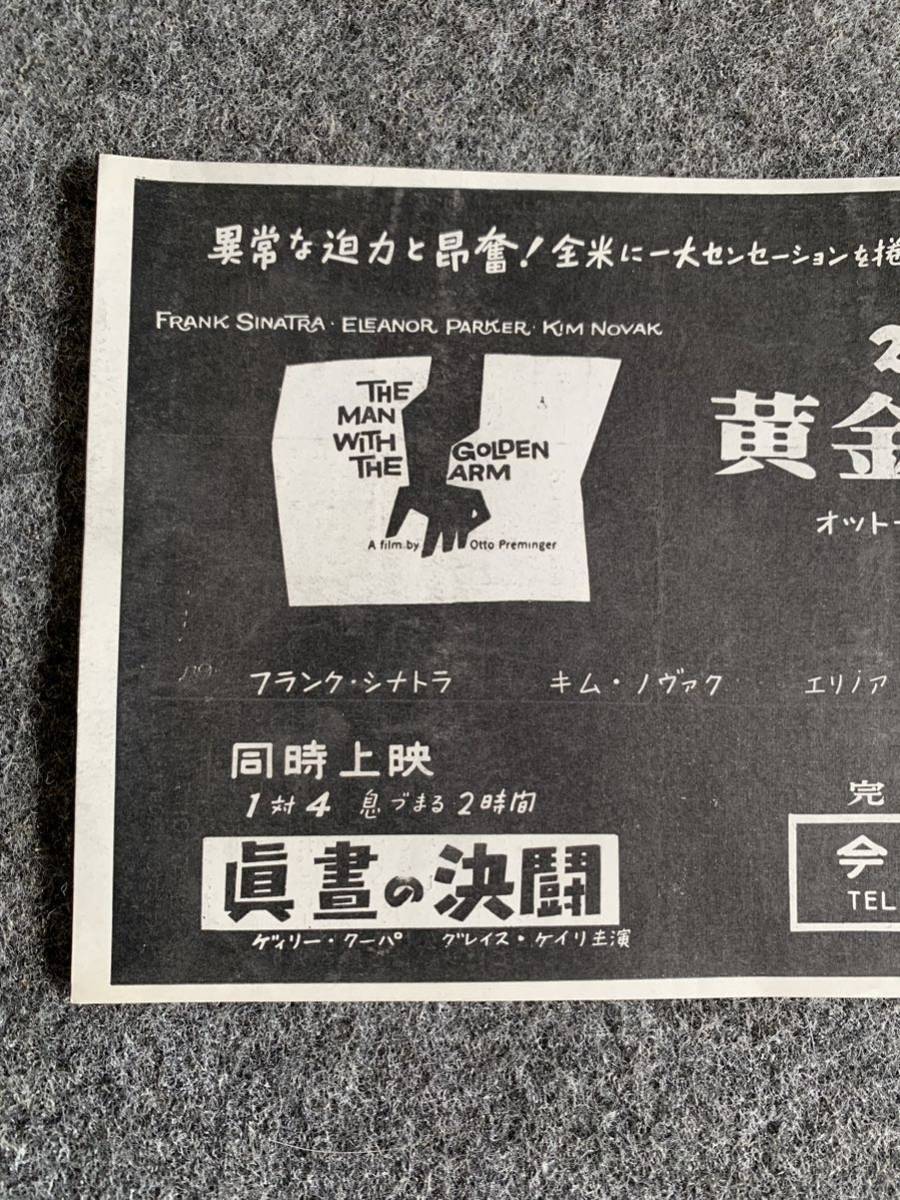 ⑧ 当時物 希少 古い 映画 チラシ 広告 今池劇場 黄金の腕 フランク・シナトラ キム・ノヴァク エリノア・パーカー シネマスコープ_画像3