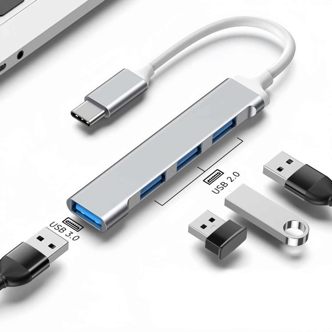 Type-Cハブ 4ポート Type-C ハブ USB HUB 高速 USB3.0 ケーブル 10cm ディープグレー コンパクト