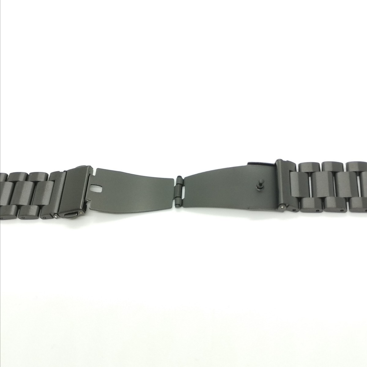 送料無料 腕時計 交換ベルト 黒 ブラック 3連 直カン 22mm 無垢 ステンレス バックル プッシュ式 バネ棒 バネ棒外し付 B8_画像3