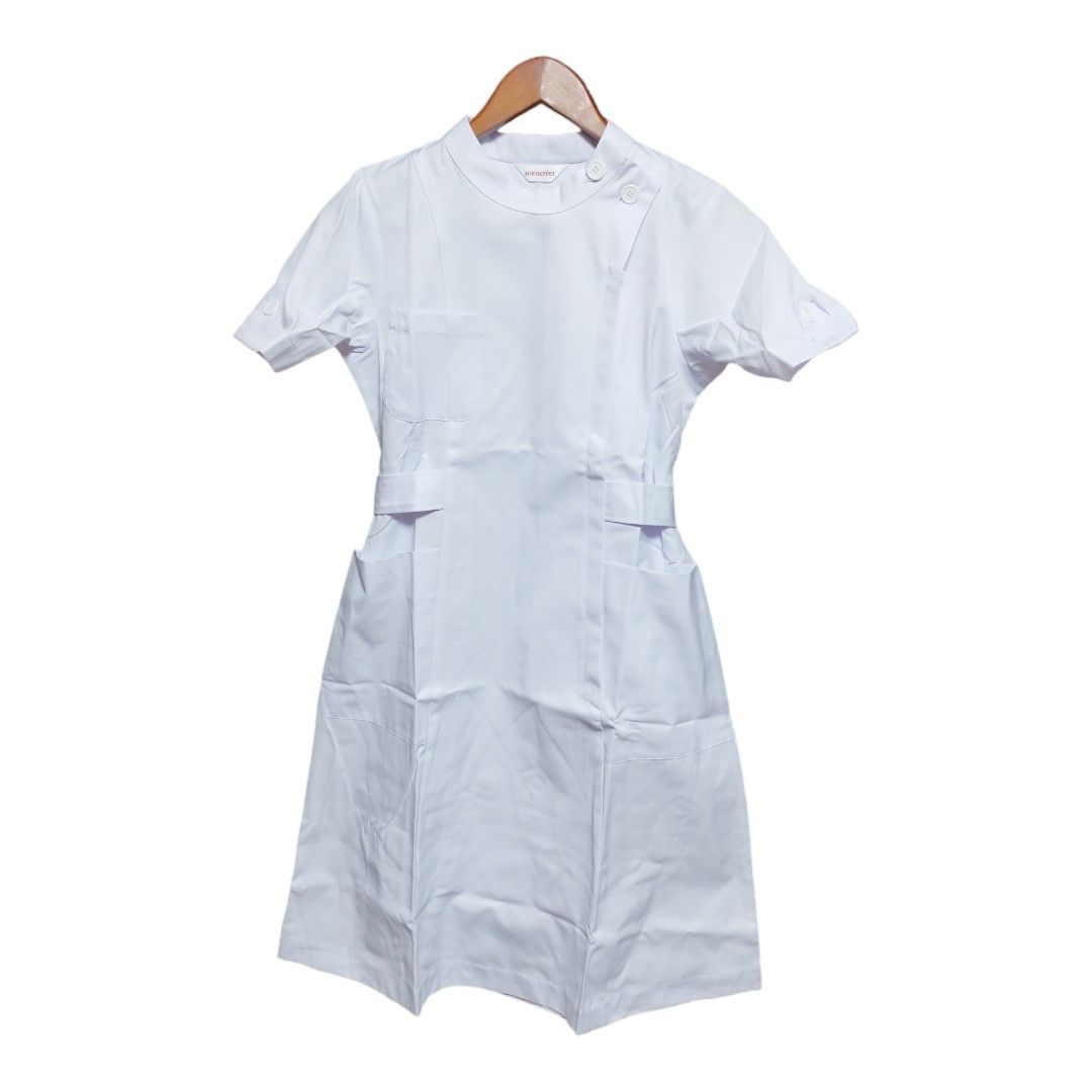 ソワンクレエ 看護衣 ナース服 半袖 ワンピース 2332-1 L ホワイト