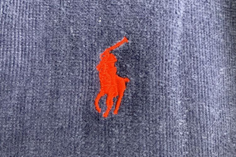 グッドスタイル!!POLOポロRalphLaurenラルフローレンワンポイントポニー刺繍パイル地ガウンS/Mネイビーショールカラーアメカジnr24422_画像4