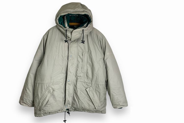 2024新商品 90sビンテージEddieBauerエディーバウアーグースダウンマウンテンパーカLグレージュフード付きジャケットアウトドアアメカジnr24426 男性用