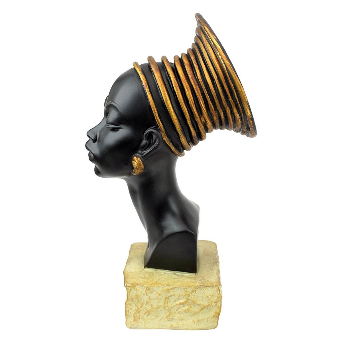 ヌビア人の女性胸像 アフリカインテリア彫刻置物オブジェ装飾品民族衣装エスニック家具女性オリエンタル雑貨調度品美術_画像2