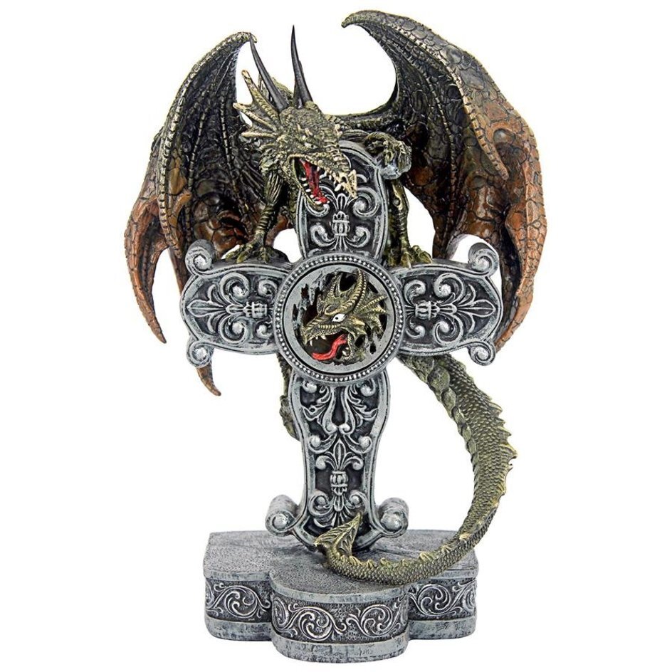 ケルト十字架の守護者 ドラゴン像　インテリア置物中世ヨーロッパゴシック神話ゴシック様式フィギュア雑貨小物ドラゴングッズ飾りもの装飾