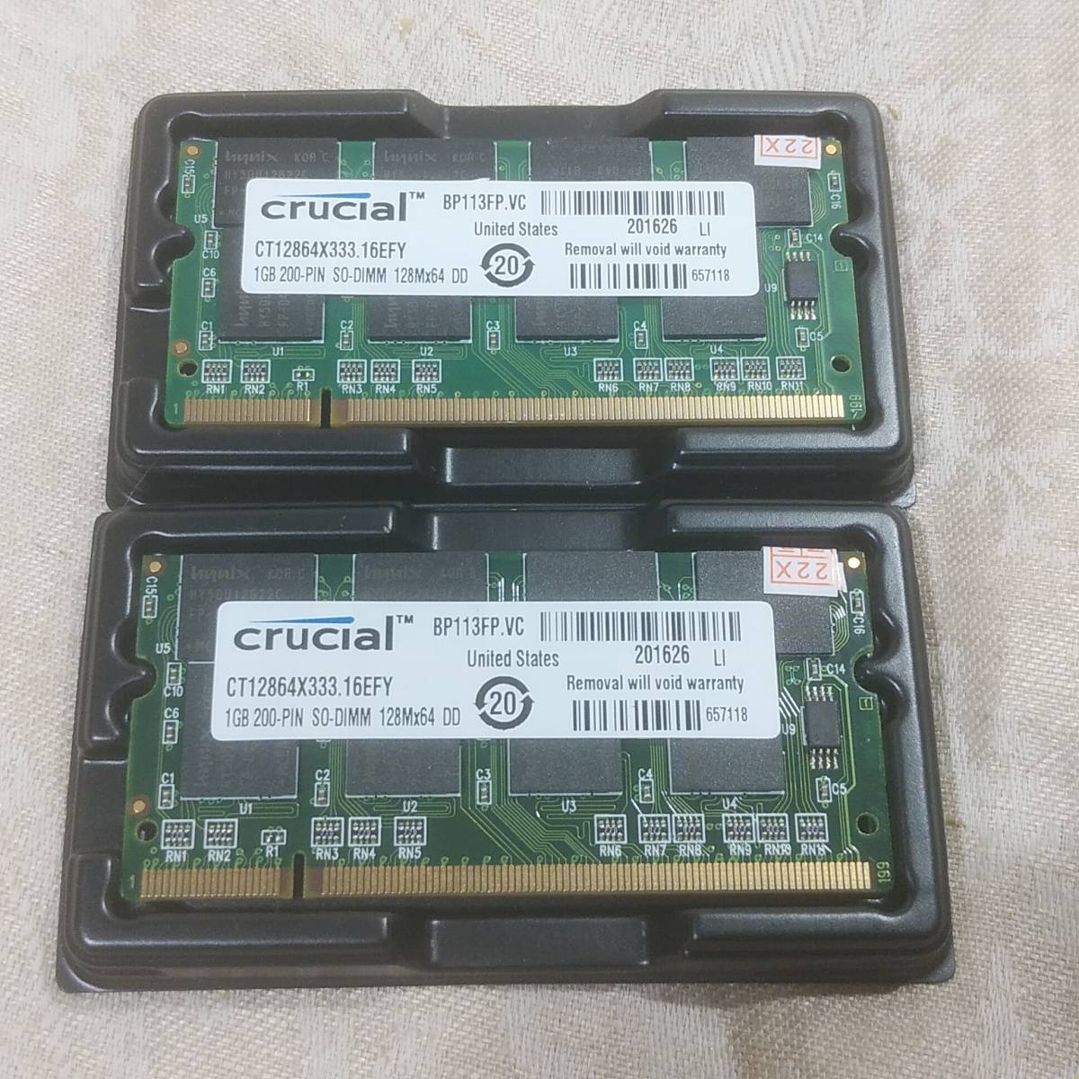 新品 ノートPC用メモリ Crucial クルーシャル PC1 PC2700 DDR1-333MHz 2GBメモリ(1GB×2枚) 送料無料 3_画像1