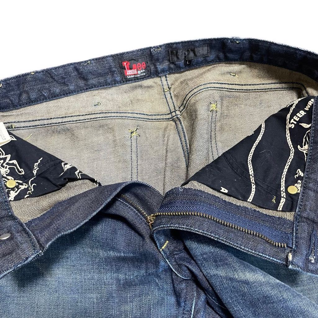 【色落ち◯】LEE Goya デニムパンツ ジーンズ インディゴ ブーツカット 5ポケット 日本製 表記L_画像4