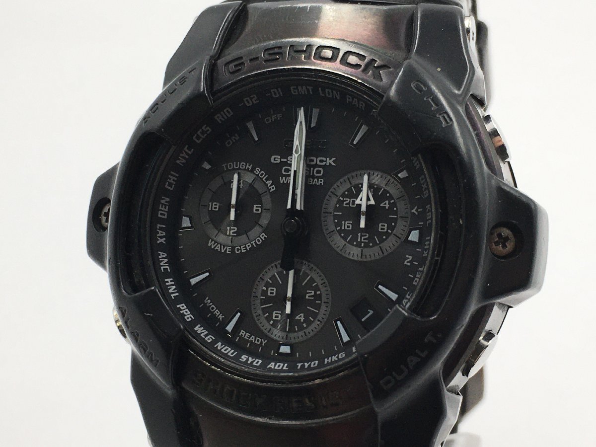 ♪▲【CASIO カシオ】G-SHOCK ブラック文字盤 電波ソーラー クロノグラフ 腕時計 GS-1000BJ 0219 15_画像1