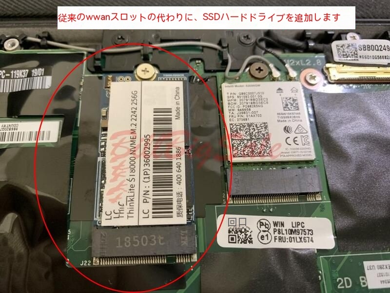 新品 WWANスロット 256GB (M.2 2242 NVMe SSD)セカンドSSDを増設して２個 Lenovo ThinkPad L470 L480 L580 X280 P51 P51S P52 P52S_画像1
