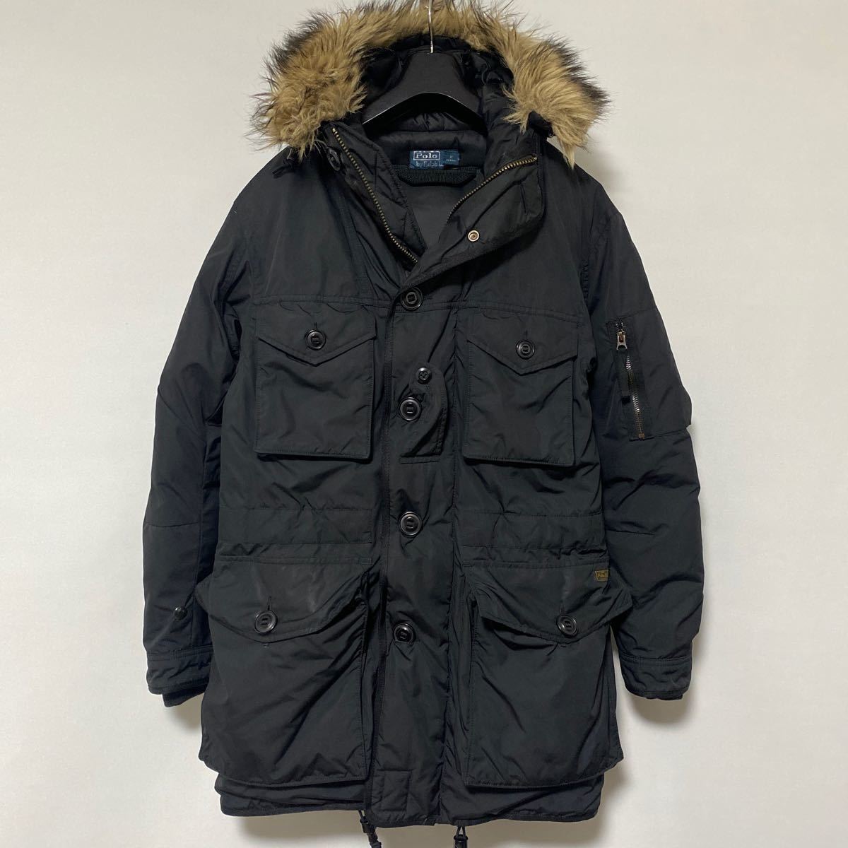 美品 ポロ ラルフローレン N-3B ダウン ファー ジャケット コート S polo Ralph Lauren ブラック black down jacket_画像1