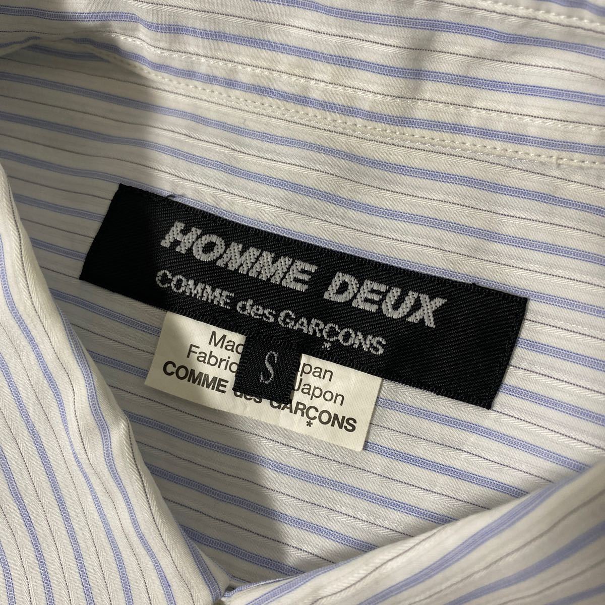 美品 AD 2015 COMME des GARCONS HOMME DEUX ストライプ ドット 切替 シャツ S コムデギャルソン オム ドゥ shirt_画像5