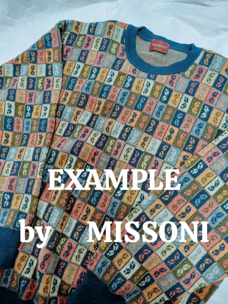 EXAMPLE by MISSONI イタリア製　ウール　アルパカ混　アクリル　 セーター ニット　マルチカラー　総柄