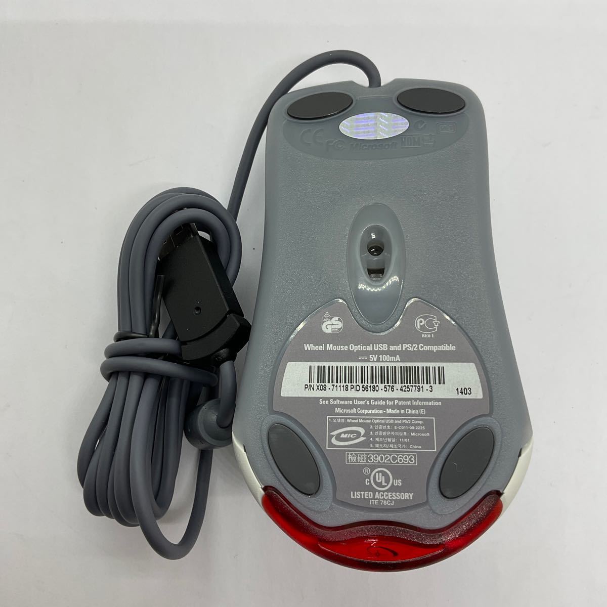 中古美品 Microsoft/マイクロソフト Wheel Mouse Optical USB and PS/2 Compatible 光学式マウス レト_画像4