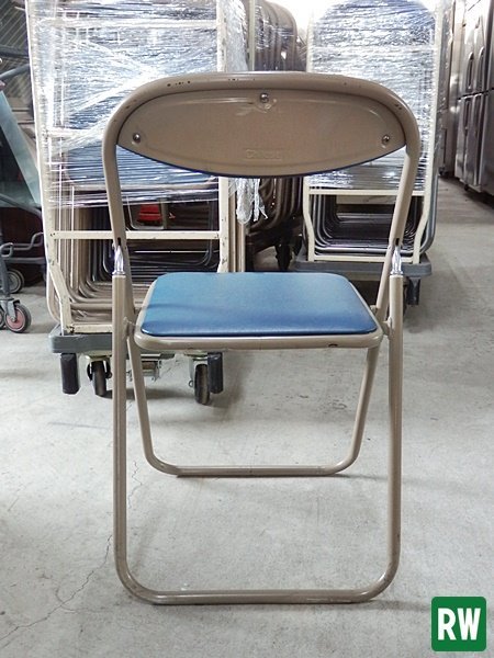 [1 legs ] folding folding chair Iris chitose blue color meeting chair mi-ting chair business chair pipe chair folding [3-K196]