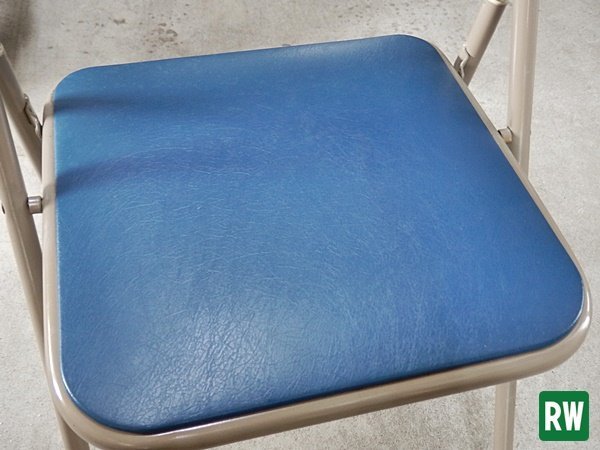 [1 legs ] folding folding chair Iris chitose blue color meeting chair mi-ting chair business chair pipe chair folding [3-K196]