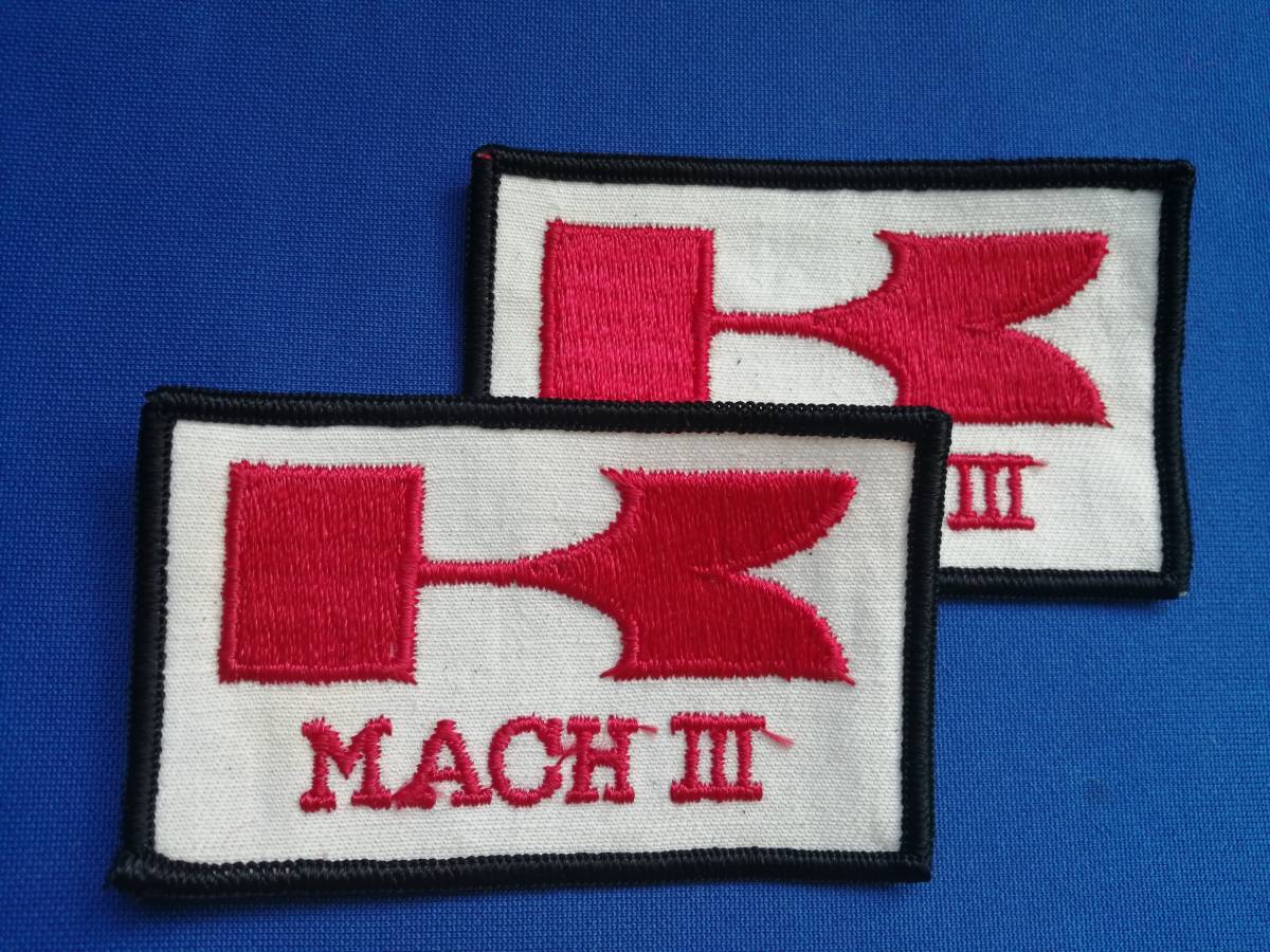 70\'s * Vintage нашивка Kawasaki MACH Ⅲ * Mach 500ss 750ss старый машина вышивка patch неиспользуемый товар * KAWASAKI kh400 подлинная вещь 