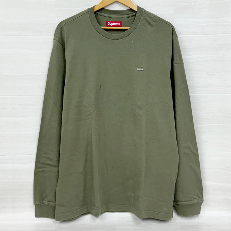 【HA925】中古　Supreme シュプリーム　スモールボックスロゴ ロンT　長袖 Tシャツ　カーキグリーン　綿 100％　メンズ M_画像1