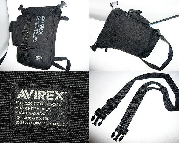 AVIREX アヴィレックス Eagle イーグル レッグバッグ ショルダーバッグ 2WAY 斜め掛けバッグ AVX348 メンズ... フリーサイズ Black　黒_画像3