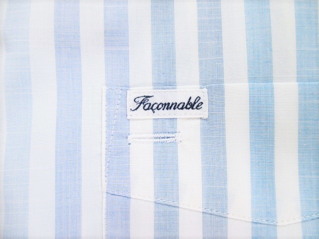 新品★Faconnable 長袖 ブルーグラデーション ストライプシャツ★XXL★定価23980円★ルーマニア製 白★ファソナブル メンズの画像7