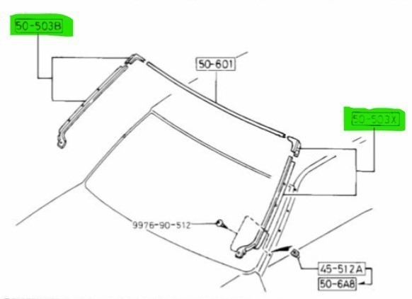 ★左右セット 未使用 純正 マツダ フロントガラスサイドモールディング サバンナ RX7 RX-7 FC3C MAZDA Savanna FRONT SIDE MOLDING SET_画像2