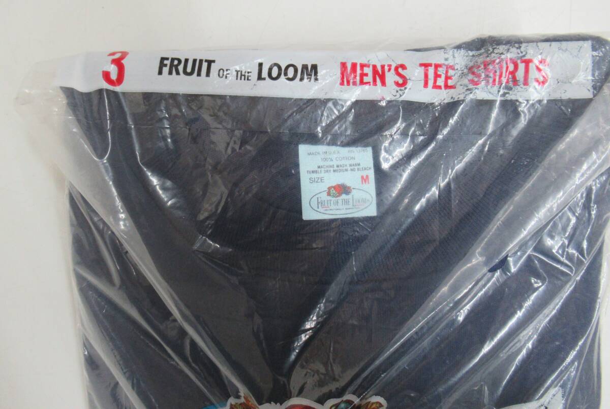 1980'S VINTAGE USA古着 デッドストック＊FRUIT OF THE ROOM フルーツオブザルーム＊Tシャツ MADE IN USA 3枚セット 3PACK ネイビー M_画像3