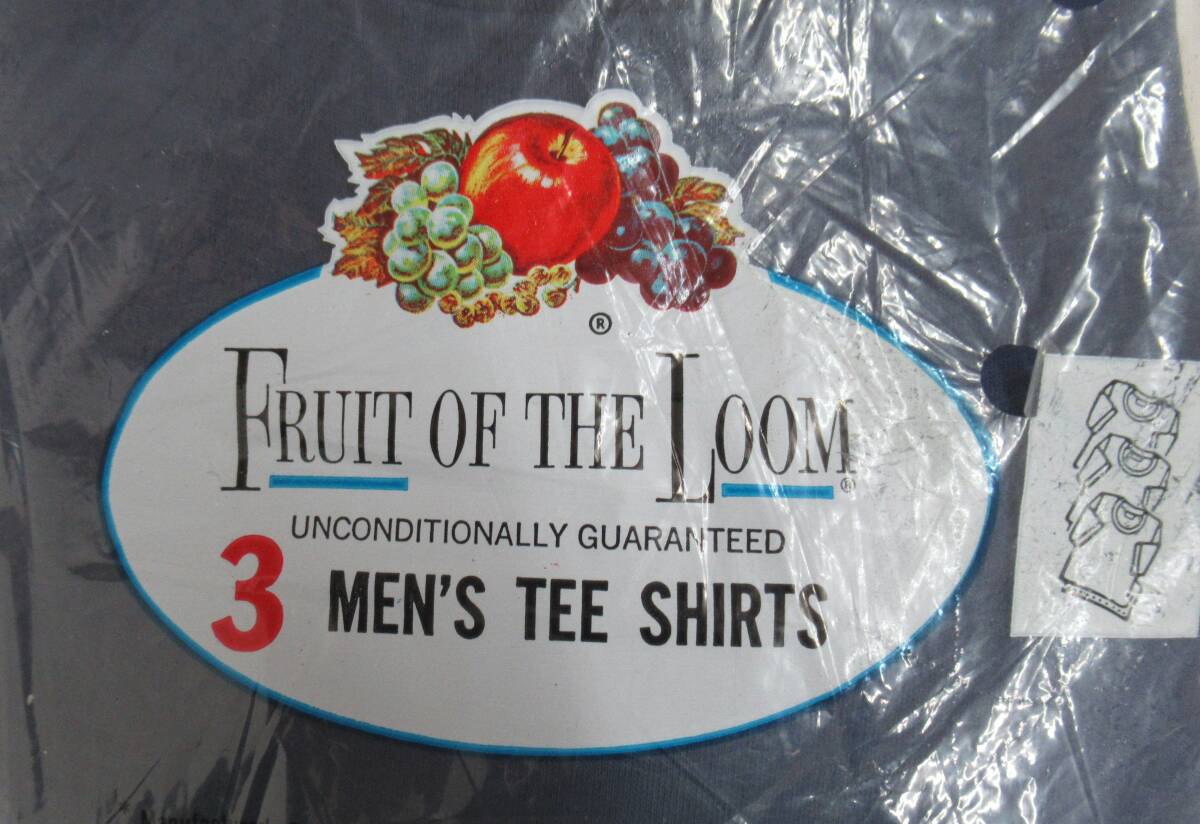 1980'S VINTAGE USA古着 デッドストック＊FRUIT OF THE ROOM フルーツオブザルーム＊Tシャツ MADE IN USA 3枚セット 3PACK ネイビー M_画像5