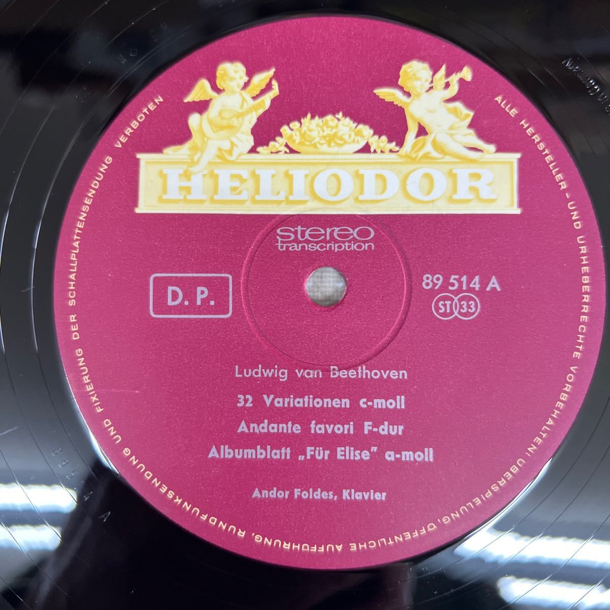 LP 独HELIODOR アンドル・フォルデス ベートーヴェン 32variationen C-moll Andante Favori F-dur Albumblatt Fr Elise A-mollの画像3