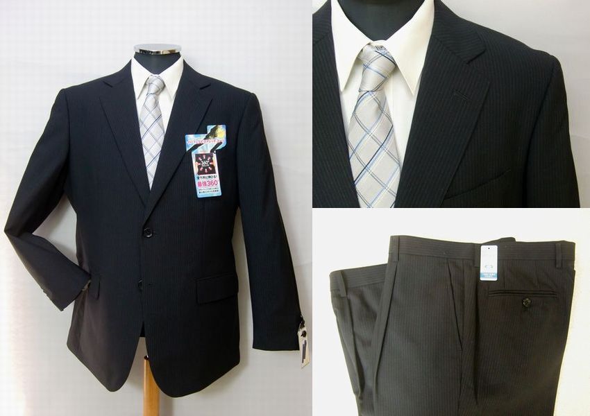 【春夏 特別価格】洗えるスーツ・2釦2パンツ・A-7・品質重視・ハイグレード仕様・黒/ストライプ_画像4